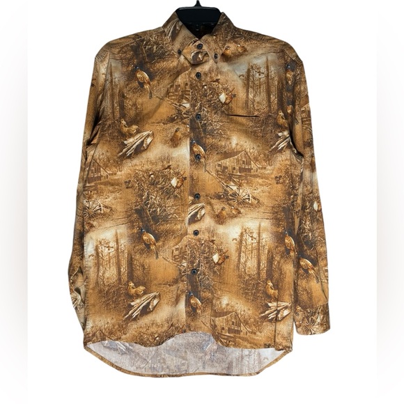 RedHead Button down shirt Mens Medium Wild Turkey Woods Outdoor Fall Autumn AOP - Picture 1 of 7